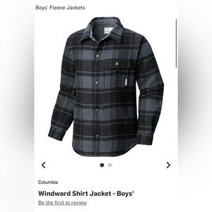 Columbia Boys Windward Shirt Jacket, Black/Gray Plaid | Size 10-12 (M)